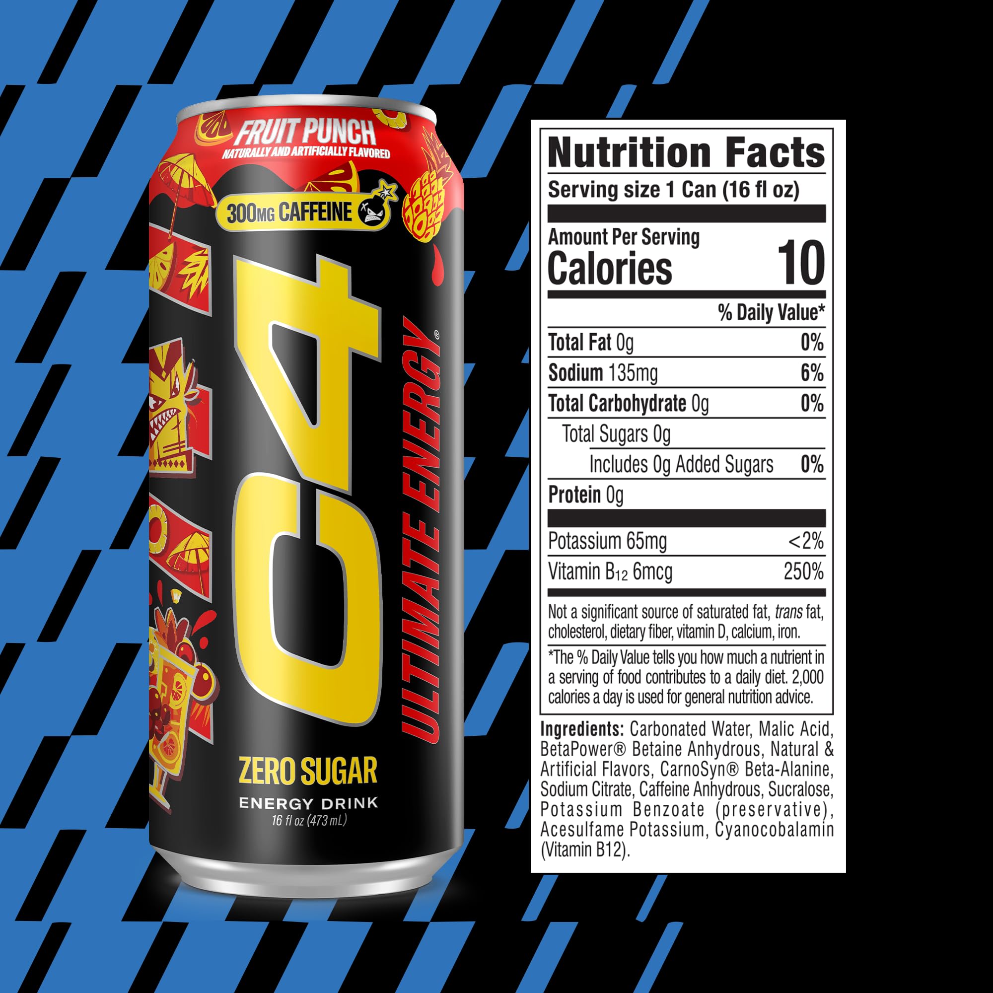 C4 Ultimate Sugar Free Energy Drink 16oz (Pack of 12) | Fruit